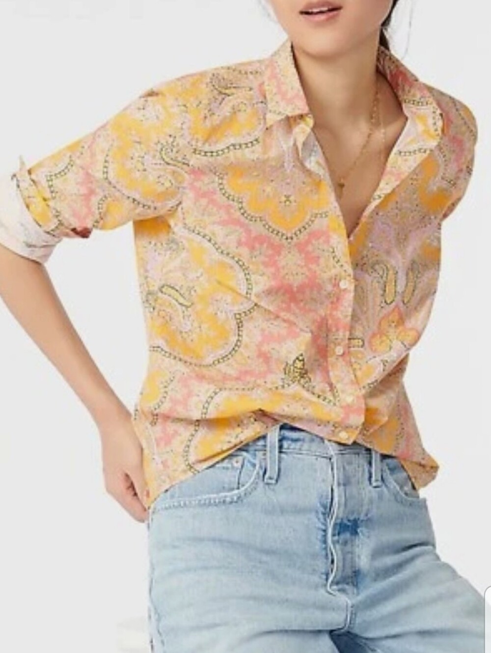 NWT J.Crew Collection Slim Perfect Shirt Ratti Orange Paisley SIze 12